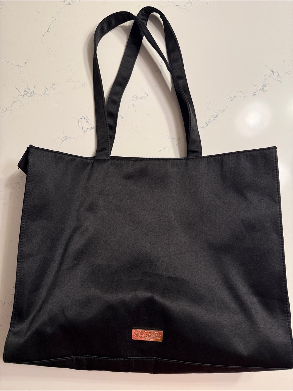 Carolina Herrera Good Girl Tote with Gold tone Logo Plaque Accent
